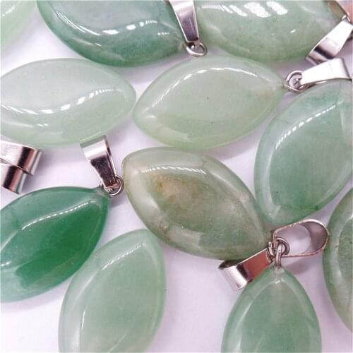 50Pcs 28x15x6mm Wholesale Natural Green Aventurine Oval Pendant Bead DIY Jewelry Accessories Earrings S551