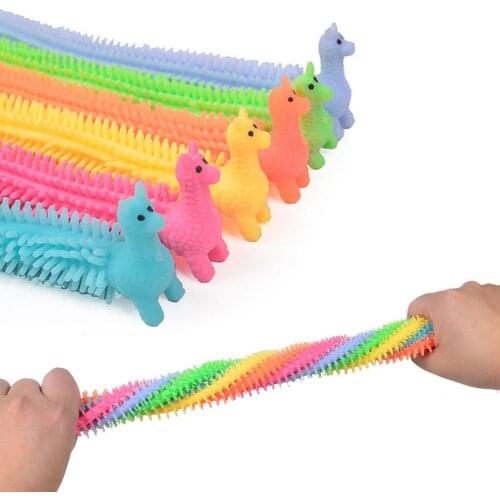 6pcs Worm Noodle Stretch String TPR Rope Anti Stress Toys String Fidget Autism Vent Toys Personalized Gift Toys Random Color