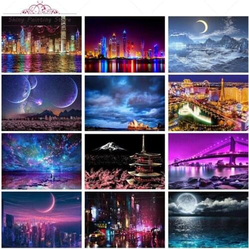 Diamond Embroidery Night City Landscape DIY Diamond Painting Beautiful Scenery Cross Stitch Full Square Round Rhinestone Mosaic