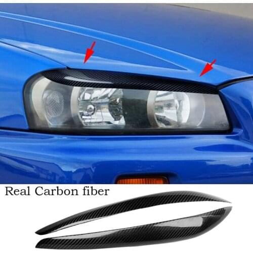 AU04 -Car Styling Headlight Eyebrows Eyelids Stickers Trim for Nissan Skyline R34 GTR GT-T 1999 2000 2001 2002
