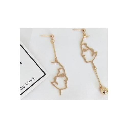 Free Shipping New Asymmetric face contour stereo hollow face exaggerated Earrings For Women