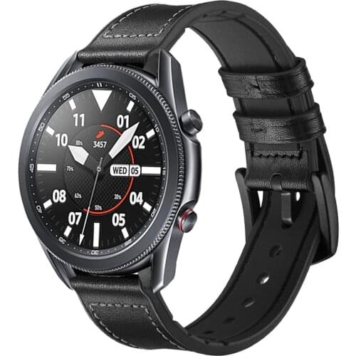 For samsung galaxy watch 3 45mm 41mm strap for galaxy watch 46mm active 2 amazfit bip huawei watch gt2e leather silicone correa