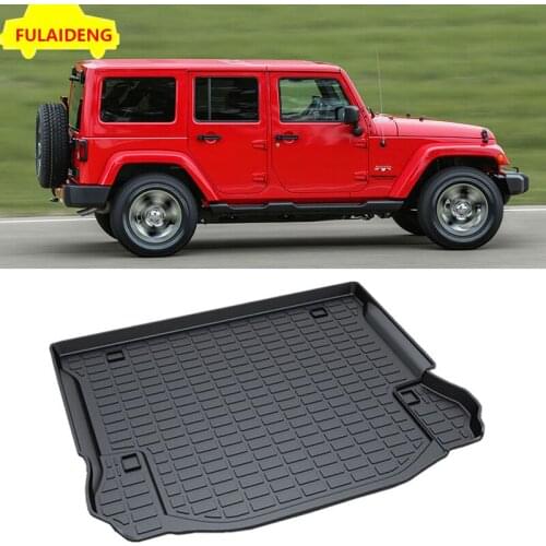 For Jeep Wrangler 4-Doors With horn on the bottom Car Trunk Mat Waterproof 3D TPO Cargo Rear Trunk Mat Car Styling