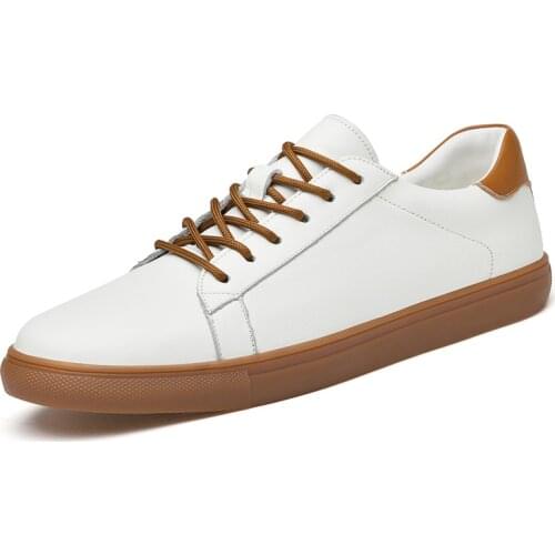 Men shoes Mens Trend Genuine Leather Fashion Casual Sneakers white Wild breathable Non-slip wear-resistant Board Shoes