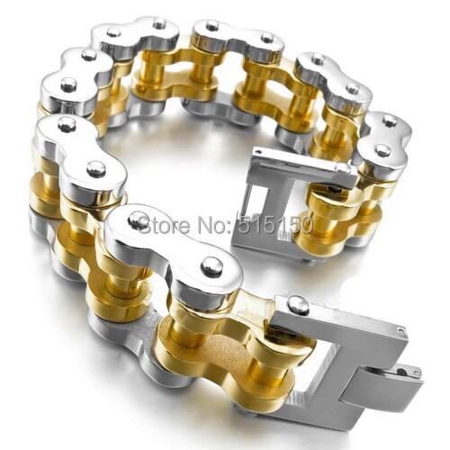 New custom jewelry 22mm Men Silver Color Motor cycles Chain Bracelet biker Jewelry Bangle 316L Stainless Steel Free Shipping