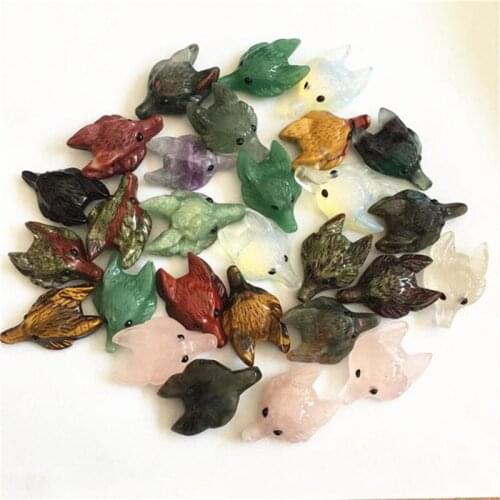 Natural stone fluorite Quartz Crystal tiger eye Wolf Head shape Pendant for diy jewelry making necklac Accessories