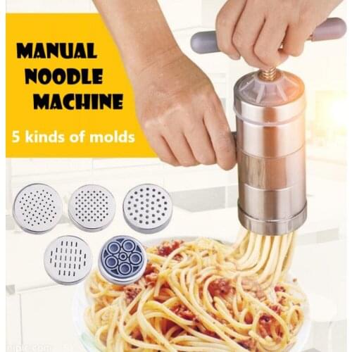Small stainless steel family hand noodle machine, equipped with 5 kinds of molds, easy self-made noodles in four steps