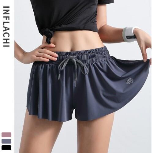 Summer New Loose Sports Shorts Yoga Running Shorts Training Trousers Two Piece Fake Skirt Double Safety Shorts Fitness Clothes