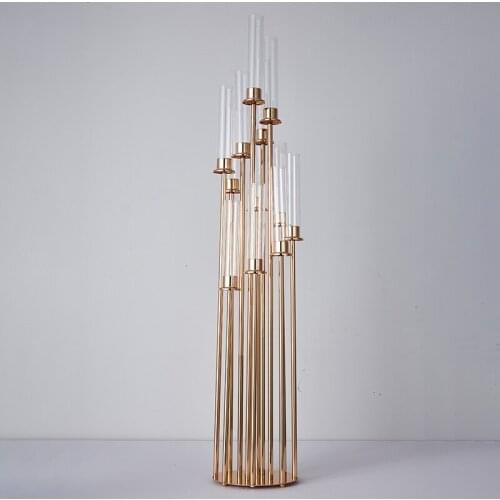 12 Heads Metal Candlesticks Candelabra Candle Holders Stands Wedding Table Centerpieces Flower Vases Road Lead Party Decor IM814