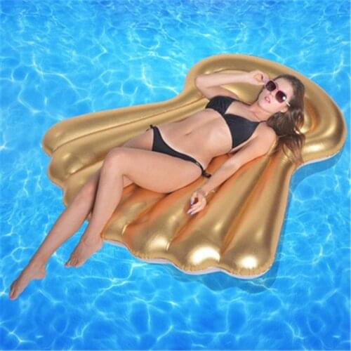 Hot Golden Inflatable Shell Floating Row Inflable Air Mattress for Water Sea Bed Swimming Ring Pool Mattresses Beach Float Board