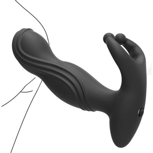 Strong Vibrating Prostate Massage Anal Plug with Penis Scrotum Bondage Cock Pliers Butt Plug Anal Vibrator Adult Sex Toy for Men
