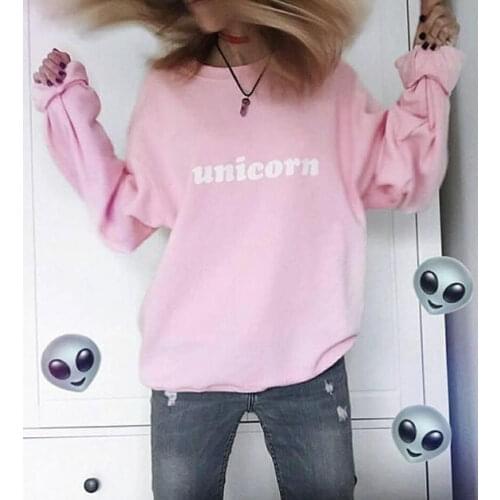 Unicorn Crewneck sweatshirt casual tops moletom do tumblr sweatshirt pink casual tops high quality Unicorn sweatshirt tops