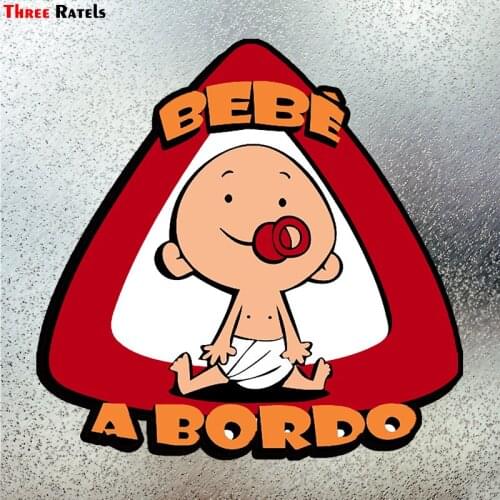Three Ratels LCS176# 15x15cm baby on board in spanish colorful car sticker funny stickers styling removable decal