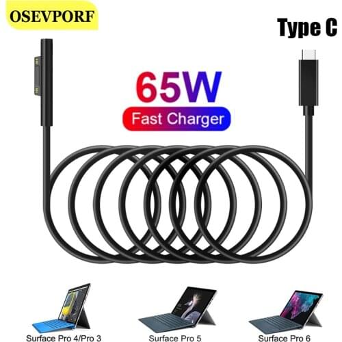 USB Type C PD Converter 15V Fast Charging Adapter Type-C Cable For Microsoft Surface Pro 3 4 5 6 Go Book 1 2 Laptop Charger Cord
