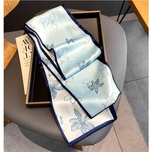2021 spring Korean version of all-match women scarf silk hand-feel double-sided printing scarf thin section scarf 15x150cm