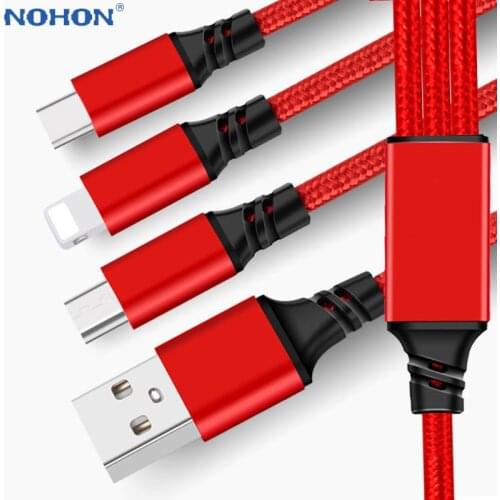 2/3 in 1 Charger Cable For iPhone 6 S 6S 5 SE 7 8 Plus X XR XS Max Micro USB Type C Android For Huawei Xiaomi 3in1 3A Wire Cord