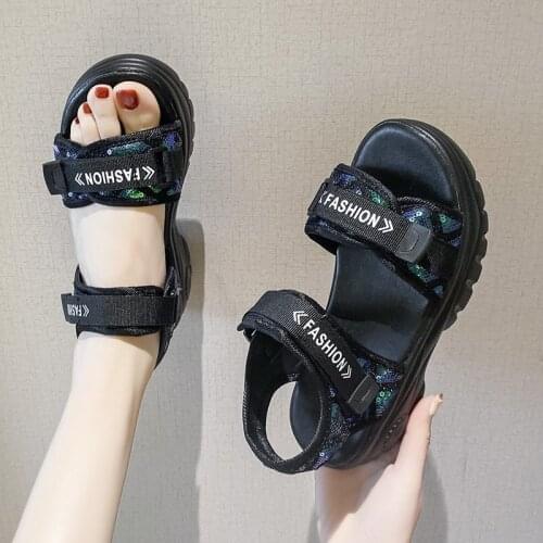 Womens Fishnet Mesh Sandals 2021 New Platform Shoes Casual Shoes Ulzzang Platform Sneakers Outdoor Non-Slip Flat Shoes Walking