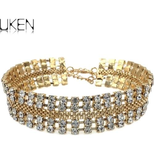 UKEN Fashion Rhinestone Choker Necklaces Women Collar Torques Statement Necklace Luxury Jewelry For Wedding or Party Dress