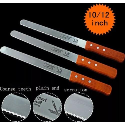 1 Pcs Kitchen 10 12inch Kitchen Chef Serrated Toast Bread Cake Wood Table Knife Cutter Silcer Serrated Fruit Vegetable Carving