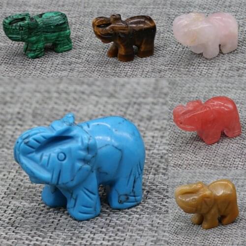 1PC Natural Pink Crystal Quartz Elephant Agates Animal Gem Stone Crafts Small Decoration Home Decor Handmade Present Ornaments