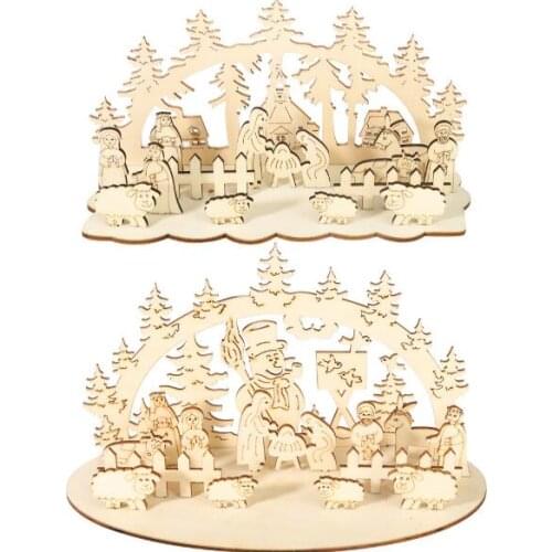 20pcs/lot Christmas Wooden Toy Xmas Funny Party Desktop Decoration Christmas Wooden Ornaments Three-dimensional Kids Toy