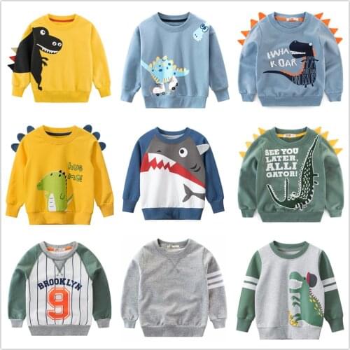 1 2 3 4 5 6 7 8 9 Years Children Boys Sweater 100% Cotton Dinosaus Cartoon Kids Boys Clothes Sweater Autumn Spring Clothing