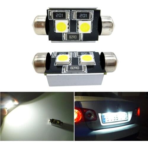 2x C5W Car Led Error Free Canbus Festoon 36mm License Plate Lights For Volkswagen VW Polo Golf 3 4 5 6 Passat B6 B5 3C 12V White