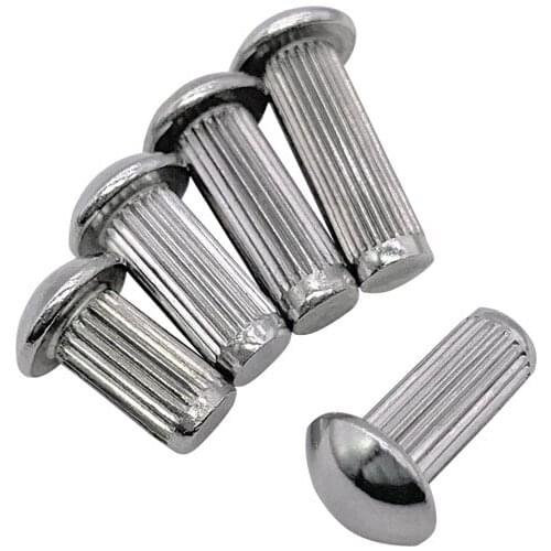 50pcs M2.5 stainless steel round head knurled rivets pan headed solid rivet tap hit rivetings knock riveting GB827 3mm-12mm long