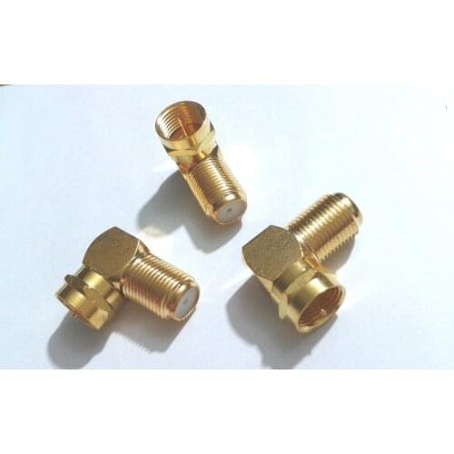 50pcs Gold plated F male plug to F female jack right angle adapter 90 Degree Coax TV New