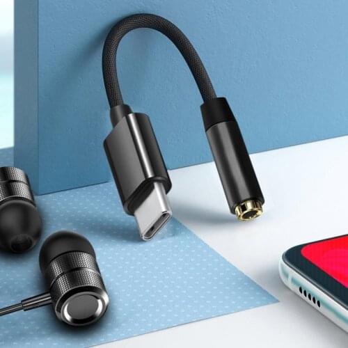 Audio Adapter 3.5mm Type-C Headphone Adapter Nylon Jack Audio Cable For Huawei Note10 Durable Portable Connector For Stereo