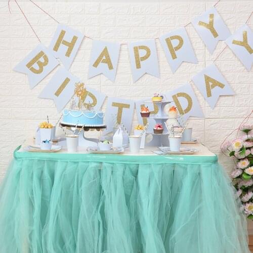 DIY Tulle Table Skirt Cover Birthday Wedding Festive Party Decor Cup plate Cloth Tutu Tableware Skirts For Baby shower Decor