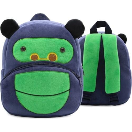 Children Cartoon Orangutan Design Cozy Soft Plush Backpack Toddler Baby Boy Kindergarten Kids Toys School Bag For 2-4 Years