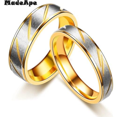MadApe Fashion Classic Lovers Rings Never Fade Stainless Steel Promise Ring Brand Friendship Couple Love Rings For Wedding Gift