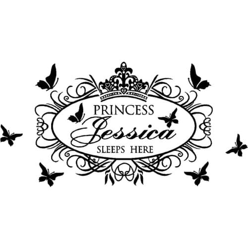 New Princess Sleeps Here Custom Name Princess Girl wall stickers for kids rooms home decor wall decoration living room