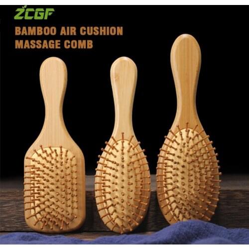 Natural Bamboo Air Cushion Massage Comb Anti-Static Detangle Brush Hair Styling Tools Hair Scalp Acupuncture Point Massage Comb