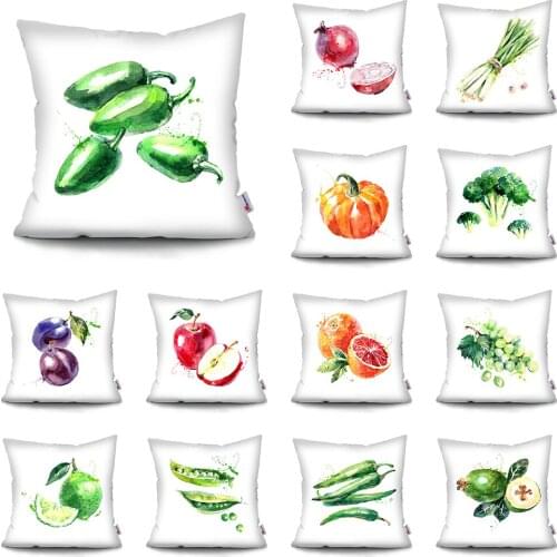 Nordic simple vegetable cushion cover Fruits Super Soft Short Plush Pillowcase Polyester Throw Pillow Case Double-sided printing