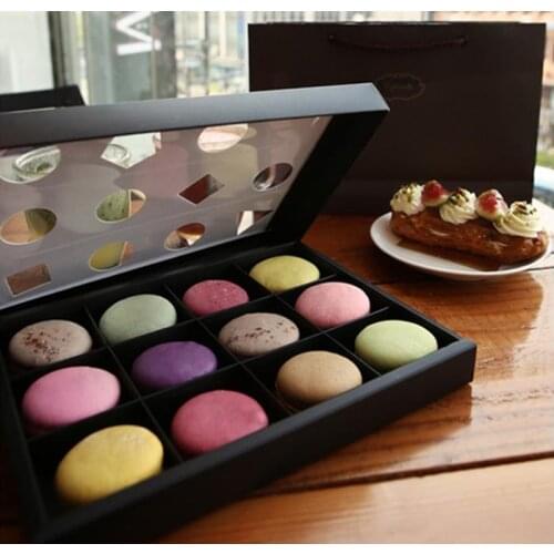 New geometric creative design Dessert Macaron box 6/12 cavities colorful macarons pastry packaging boxes SN211