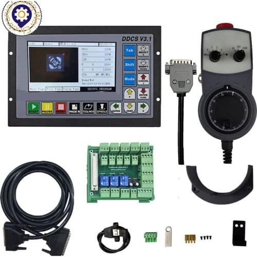 NEW Upgrade DDCSV3.1 3 /4 axis offline CNC motion controller with enlarged wiring board and emergency stop electronic handwheel