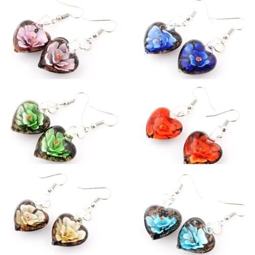 Yingwu Wholesale 12pairs Lot Women handmade Lampwork Murano Glass Mixed Color Black snacks Charms Beauty Earring Hot