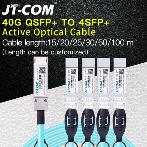 40G QSFP+ to 4xSFP+ AOC Fiber Cable 15m 20m 25m 30m 50m 100m MPO SFP Module OM3OM4 Active Optical Cable Support custom length