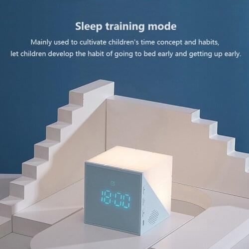 Protable Mini LED Alarm Clock Lamp USB Charging Small Night Light Pink/Grey/Blue Color