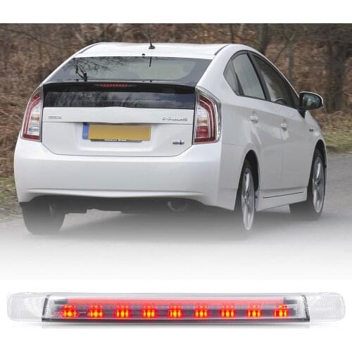 Clear Lens Red LED 3rd Third Brake Light + White Led Driving Running Lamp for Toyota Prius Hybrid Alpha Aqua(C) Light Bar