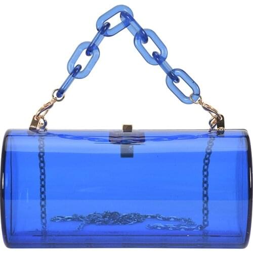 Clear bags for women cylinder Box Small Bag Female 2021New Summer PVC Transparent Chain Messenger bags purses handbags Jelly Bag