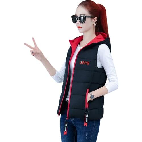 Down Cotton Vest Women Hooded Short Jackets 2021 Autumn Winter Fashion All-Match Sleeveless Waistcoat Warm Vest Female Outwear
