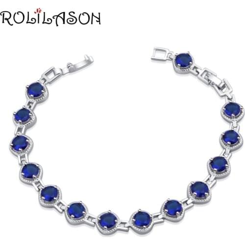 ROLILASON high-end navy blue zircon crystal bracelet fashion anniversary gift wedding fashion jewelry TB1156