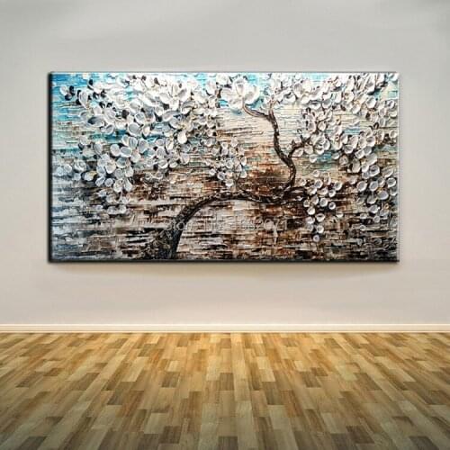 Hand Painted Modern Flower Painting On Canvas High Quality Abstract Gary Flowers Oil Painting For Living Room And Kitchen