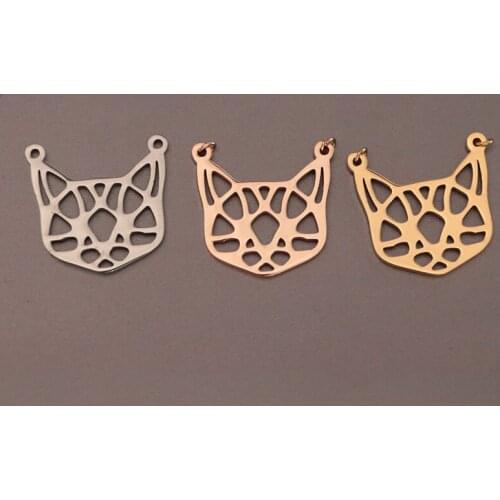Wholesale 30pc/lot Origami Cat Ear Pendants DIY Stainless Steel Charms Pendant Jewelry Components Making Kids Black Friday