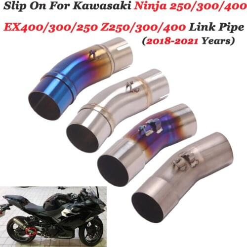 Slip On For Kawasaki Ninja 250 300 400 EX400 EX300 EX250 Z250 Z300 Z400 Motorcycle Exhaust Escape Titanium Alloy Link Pipe Tube