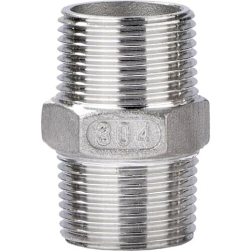 1/8" 1/4" 3/8" 1/2" 3/4" 1" 1-1/4" 1-1/2" NPT Male Thread 304 Stainless Steel Hex Nipple Union Pipe Fitting Connector Coupler