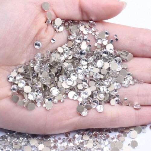 SS3-SS20 And Mix Sizes Glitter Flatback Glass Gold Foiled Rhinestones for Nail Art Stones DIY 3D Nail Art Beads Decorations